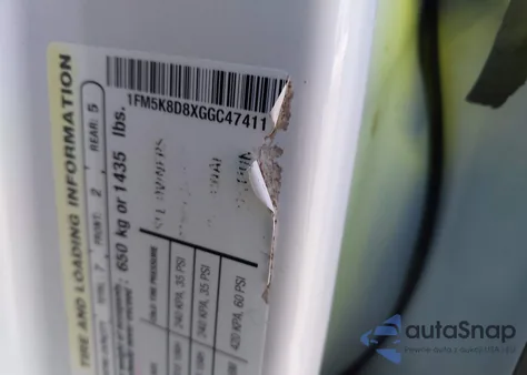 2016 Ford Explorer Xlt из США, поврежденный, VIN 1FM5K8D8XGGC47411